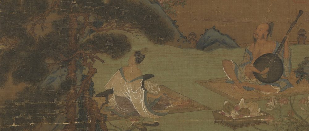 停琴摘阮图轴