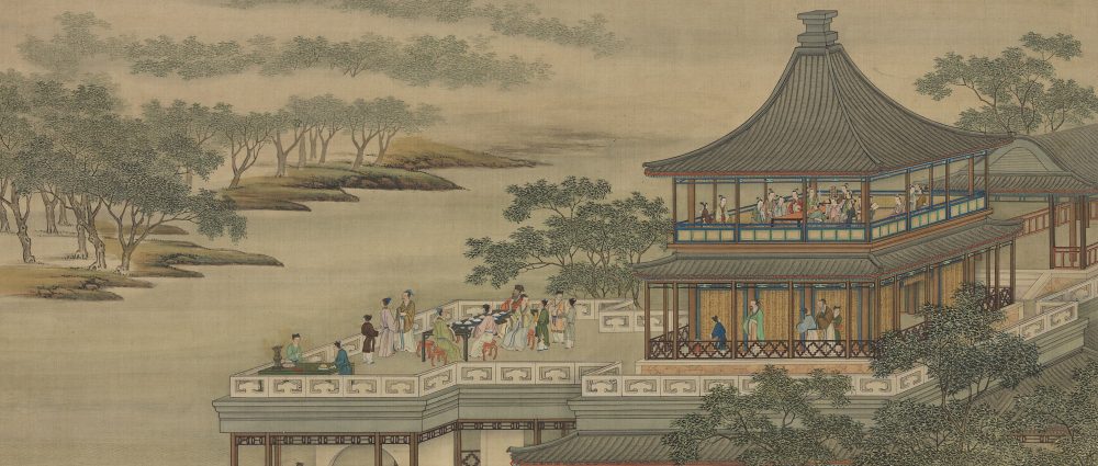 清画院画十二月月令图八月图轴