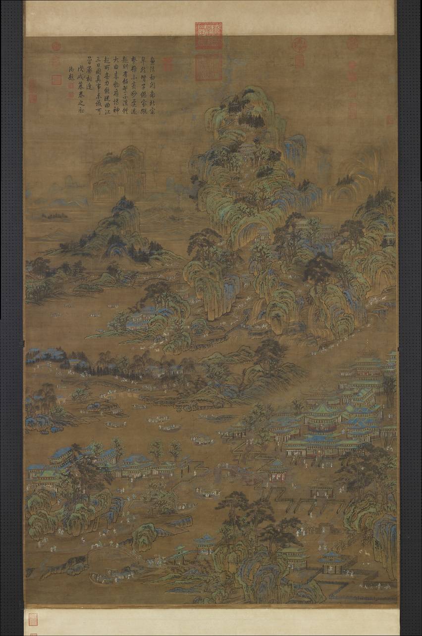 唐 李昭道.绢本立轴设色.171.2x111.3 厘米.台北故宫博物院大小2840x4283 - 副本