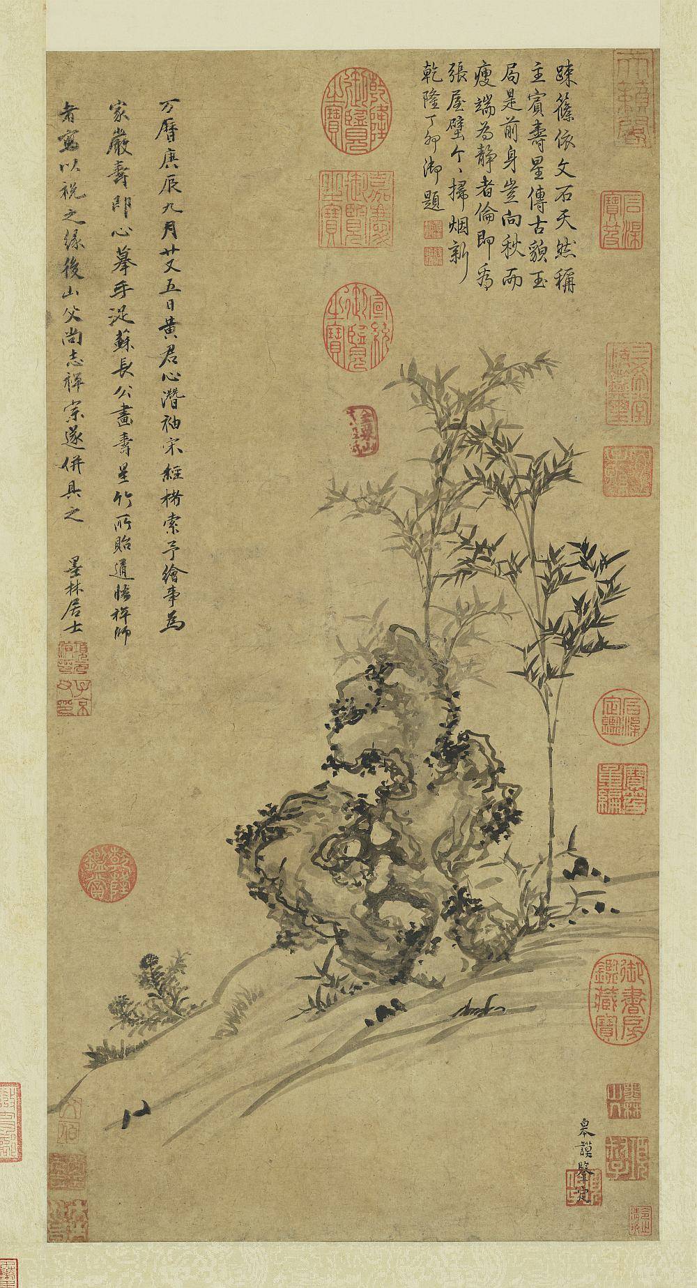 仿苏轼寿星竹图轴.明.项元汴绘.纸本水墨（56.8x29.2厘米）5648x10432像素.明万历八年.台北故宫博物院藏