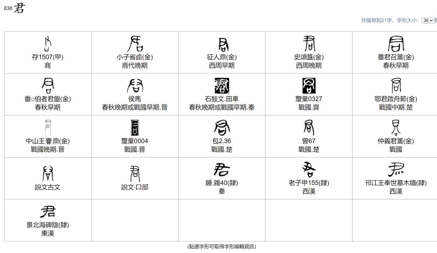 字形演变君