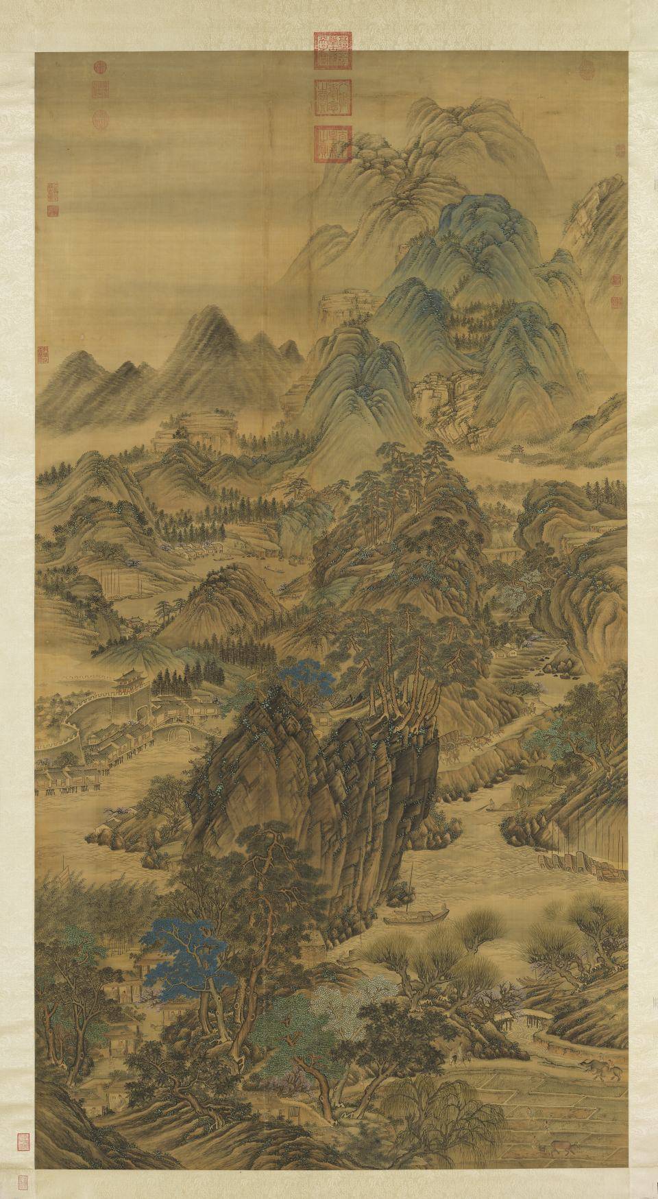 江山春霭图轴.清.高其佩.绘.绢本设色(241.8x128.1厘米)台北故宫博物院藏