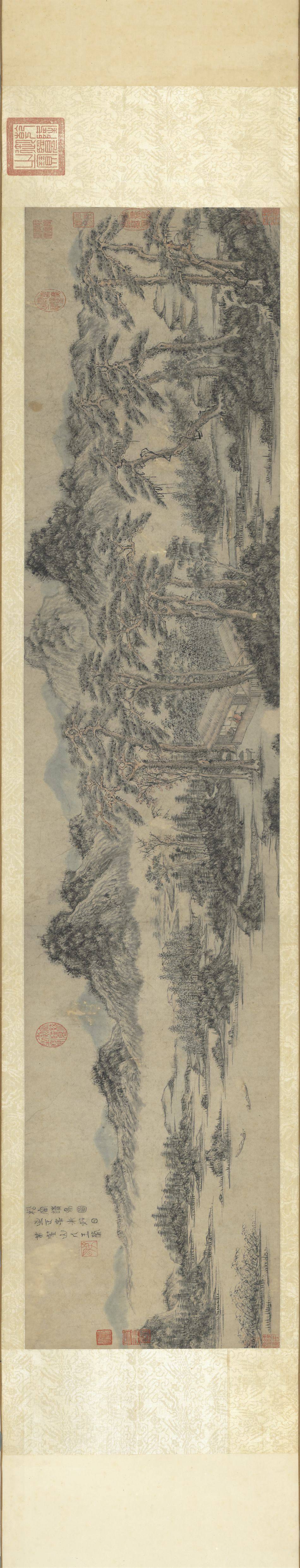 松窗读易图卷.元.王蒙.绘.纸本设色（34.6x145.2厘米）台北故宫博物院藏