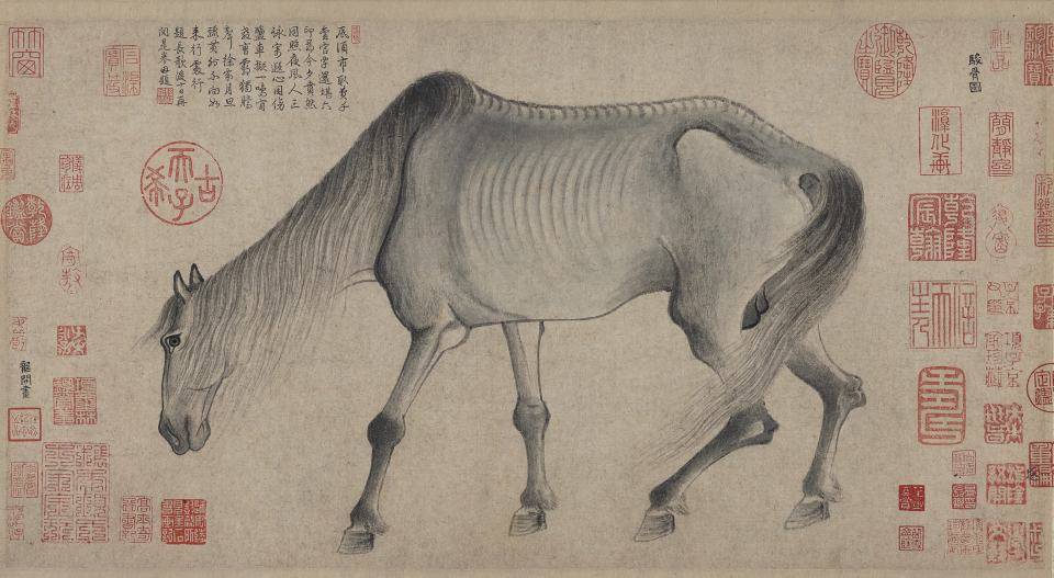 骏骨图卷.宋末元初.龚开.绘.纸本水墨（29.9x56.9厘米）38336x1553像素.大阪市立美术馆藏