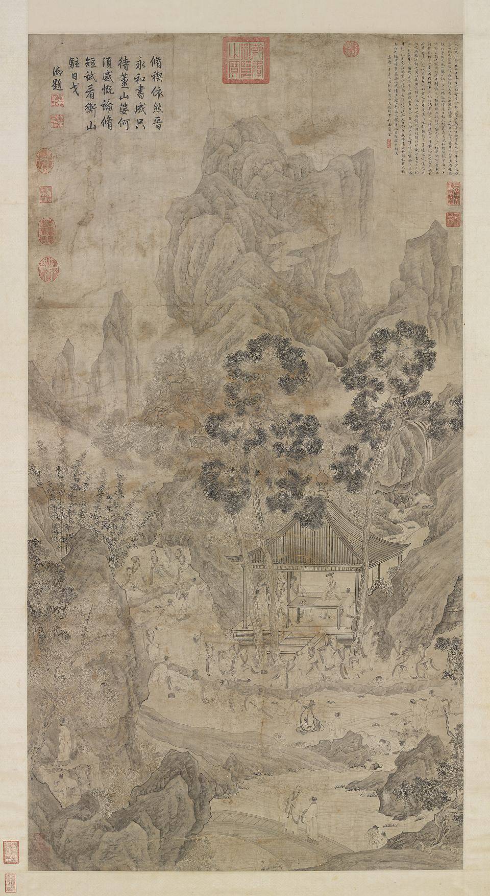 兰亭修禊图轴.明.文徵明绘.纸本浅设色（140.3x73.2厘米）明嘉靖三年.台北故宫博物院藏