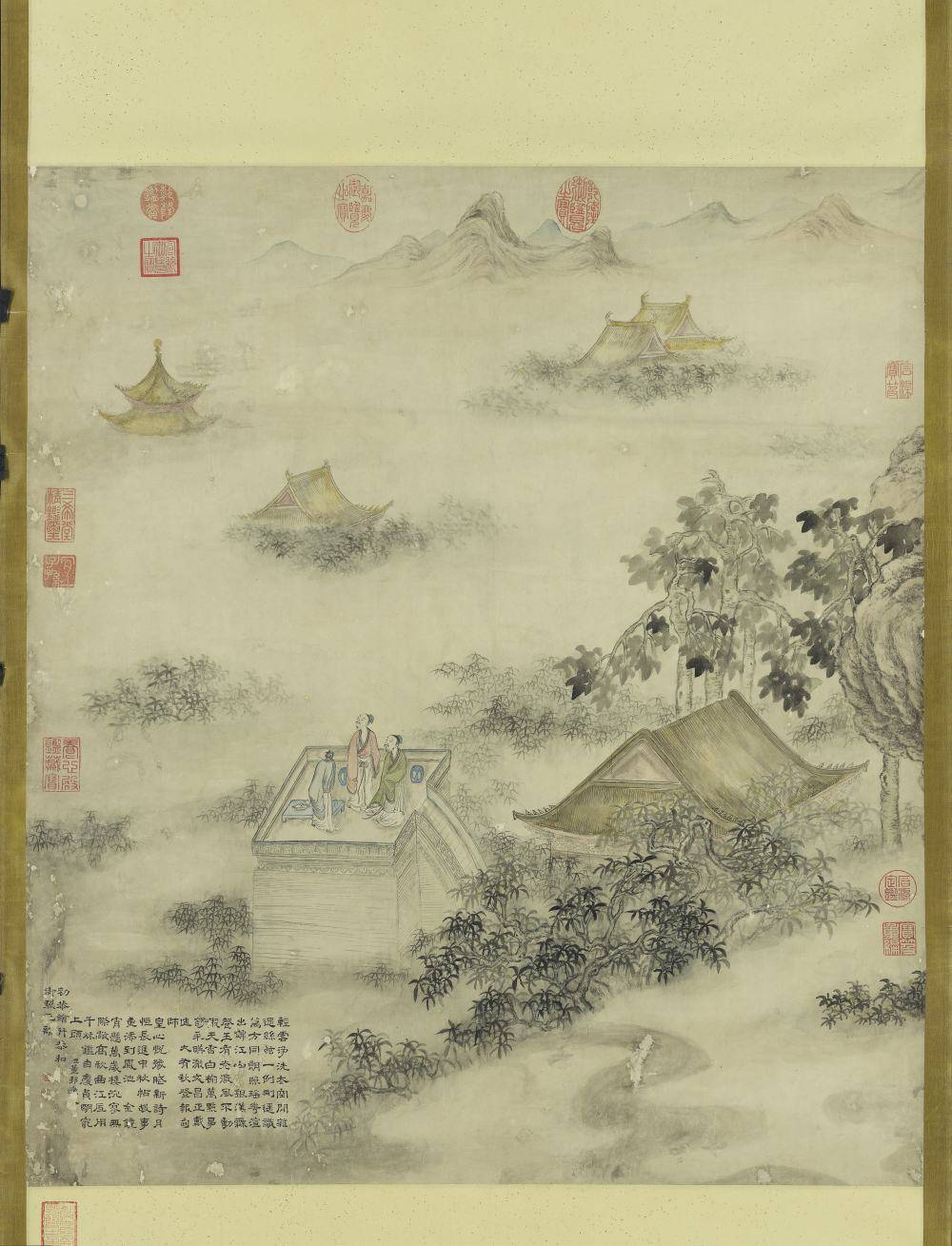 中秋帖子诗意图轴.清.董邦达画.纸本设色(74.1x65.7厘米)台北故宫博物院藏