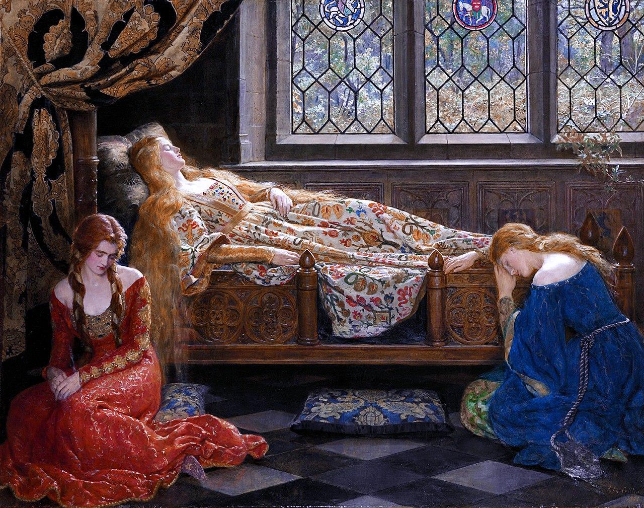 Ölbild von John Collier, 1921,The_sleeping_beauty_by_John_Collier_1