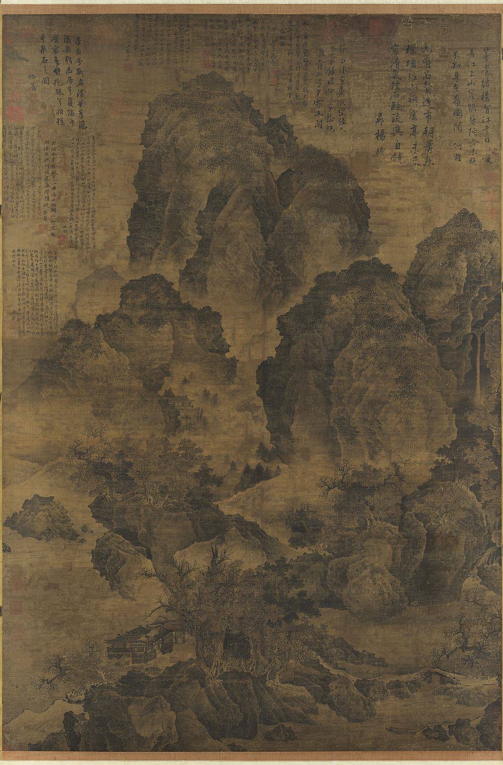 临流独坐图轴.宋.范宽.绘.绢本浅设色.5949x9036像素.台北故宫博物院藏