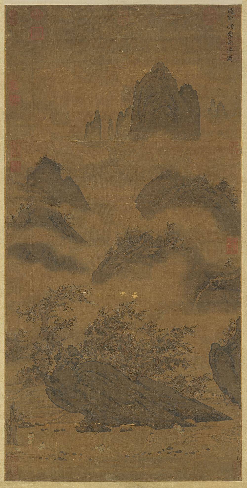 烟霭秋涉图轴.传五代南唐.赵幹绘.7640x15091像素.绢本设色.台北故宫博物院藏