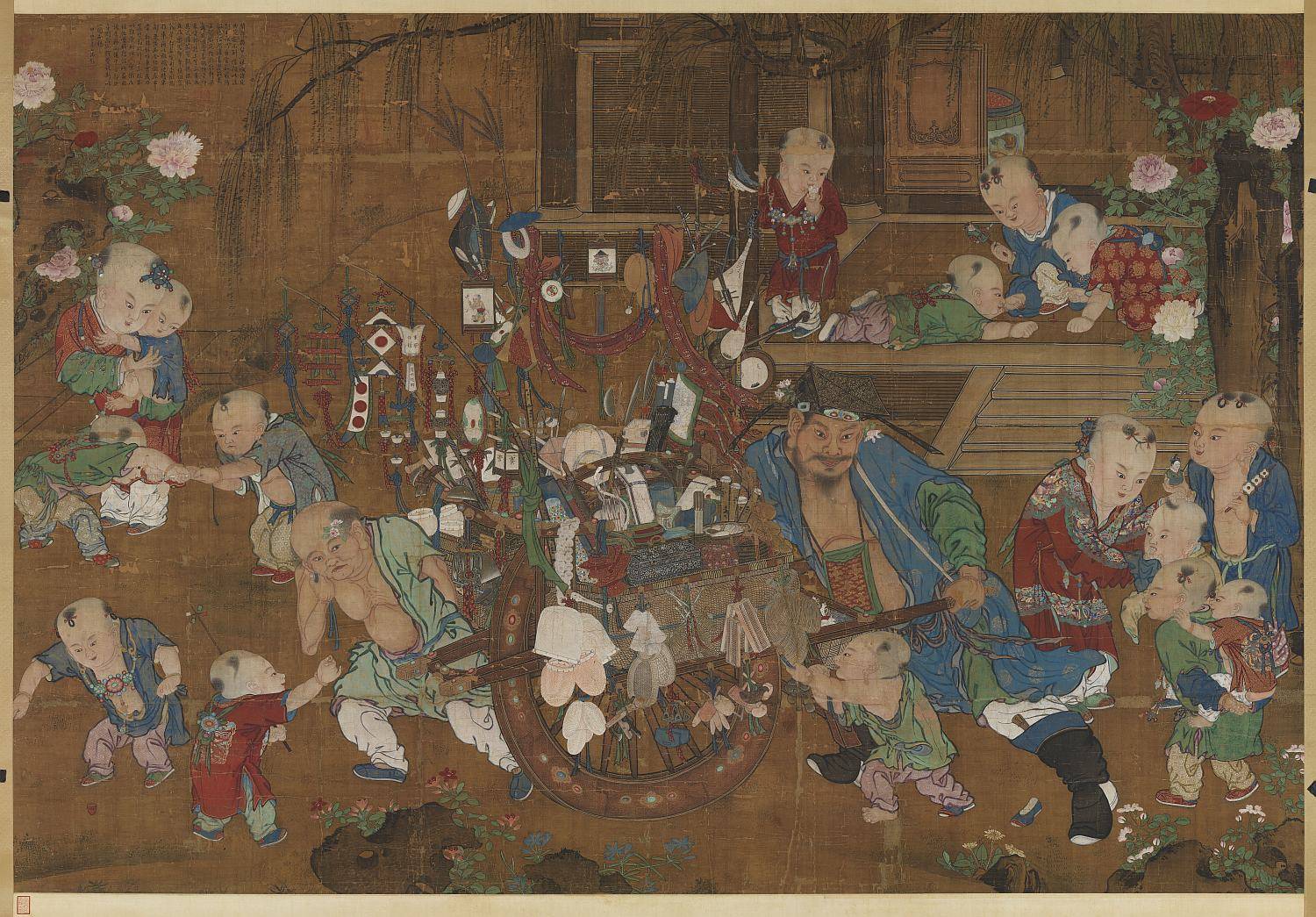 货郎图轴.传宋.苏汉臣.绘.绢本设色(181.5x267.3厘米)18980x13225像素.台北故宫博物院藏
