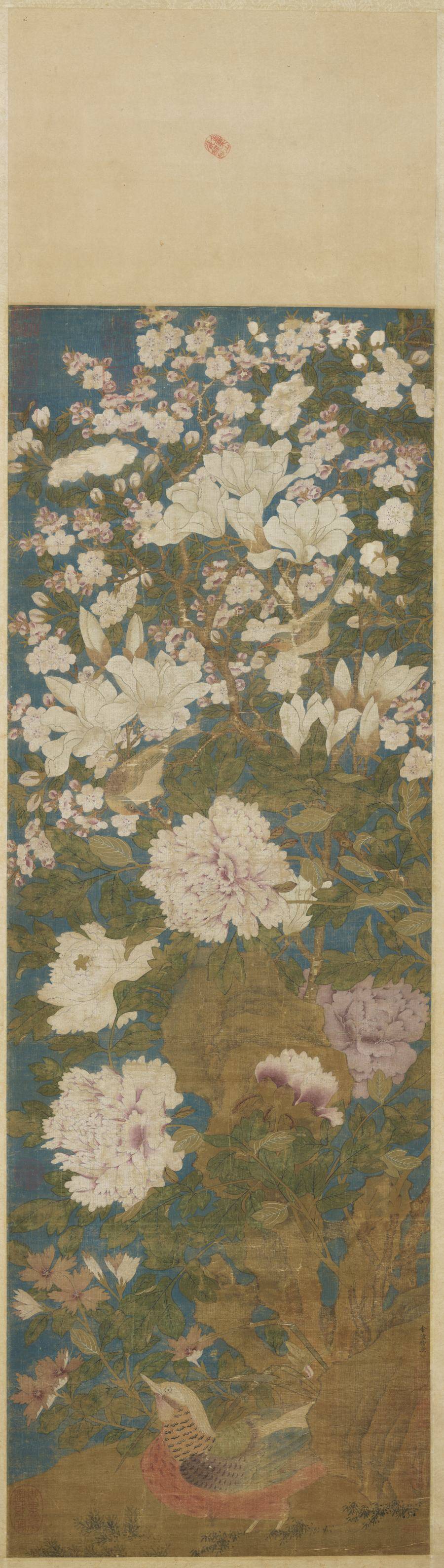 玉堂富贵图轴.五代南唐.徐熙绘.绢本设色（112.5x38.3厘米）13458x47496像素.台北故宫博物院藏