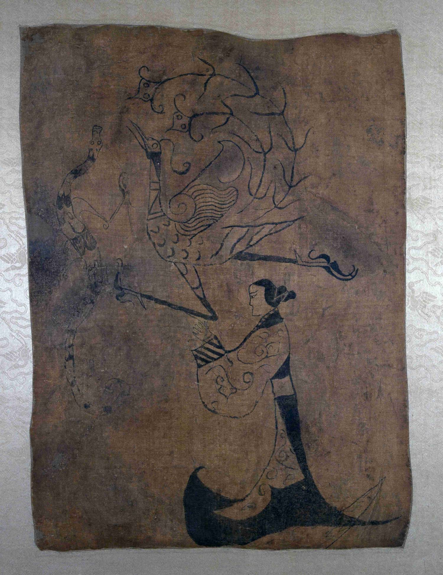 战国 佚名 人物龙凤帛画 (C)