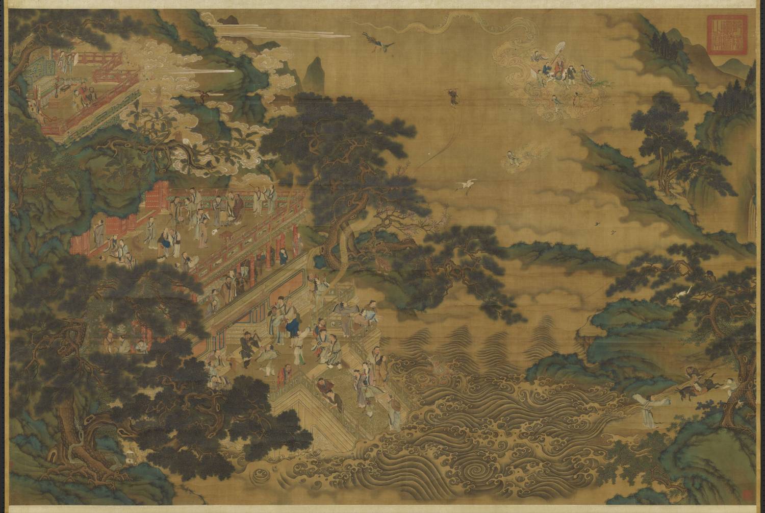 明仇英群仙会祝图99x148.4,绢本,设色,立轴,台北故宫博物院