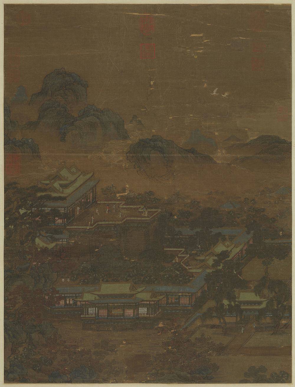 阿阁图轴.传宋.赵伯驹绘.绢本设色(73.3x55.6厘米)台北故宫博物院藏.9661x12698像素