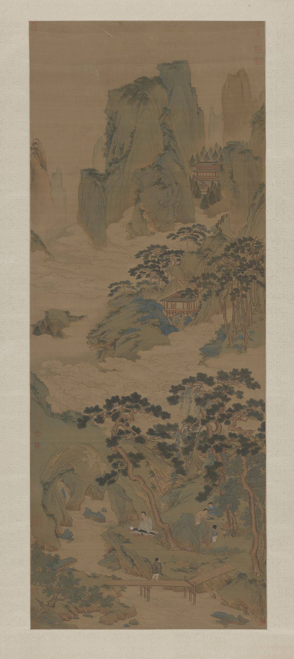 玉洞仙源图轴.明.仇英作.绢本设色（169x65.5厘米）北京故宫博物院藏